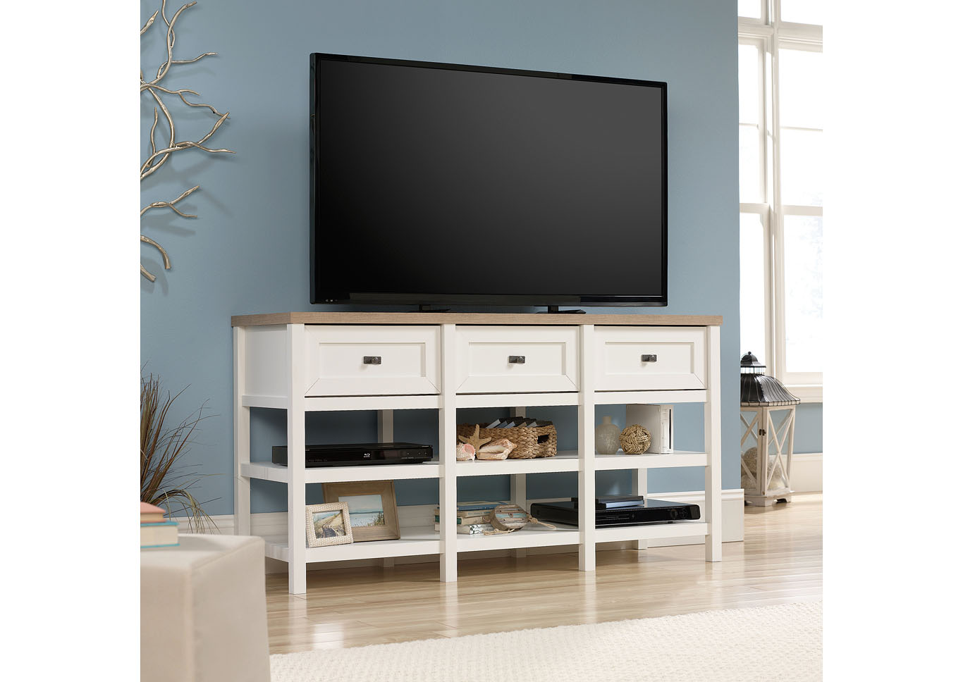 Cottage Road Soft White Entertainment Credenza,Sauder